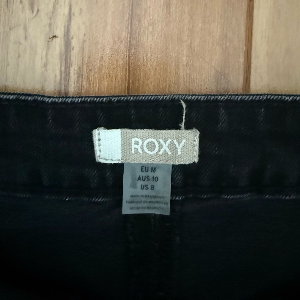 ROXY Black Denim Zipper Mini Skirt - Picture 2 of 8